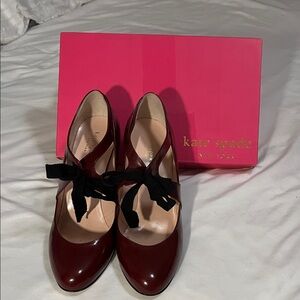 Kate Spade Burgundy Heels with Black Bow